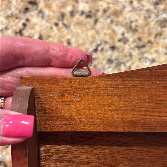 Wooden Folk Art Wall Organizer with Heart Cutouts & 4 Hooks for Keys/Etc - Picture 5 of 8